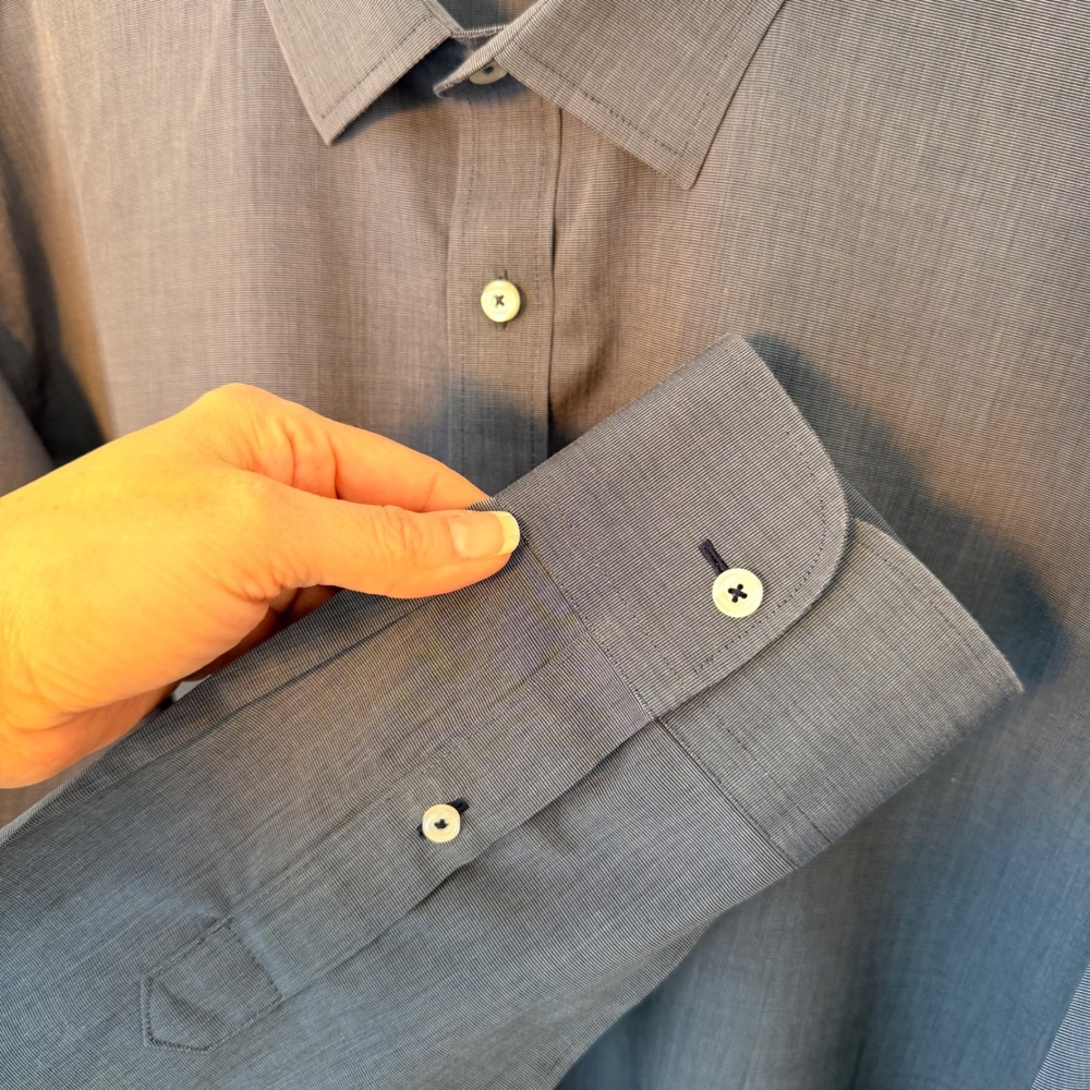 UNTUCKit Orville Wrinkle Free Long Sleeve Button Up Shirt Blue Casual Office XXL - Picture 8 of 13